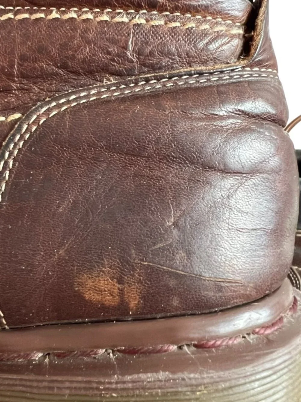 Vintage Dr Martens boots oiled brown leather moc toe UK 8 US mens 9 lace up